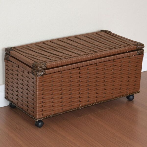 Baú Brinquedo Cesto Roupa Fibra Sintética C/rodinha 60x30x30