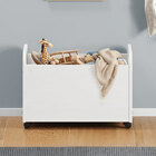 Baú Brinquedos Organizador Rodinhas Madeira Benjamin Branco