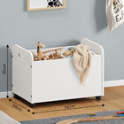 Baú Brinquedos Organizador Rodinhas Madeira Benjamin Branco