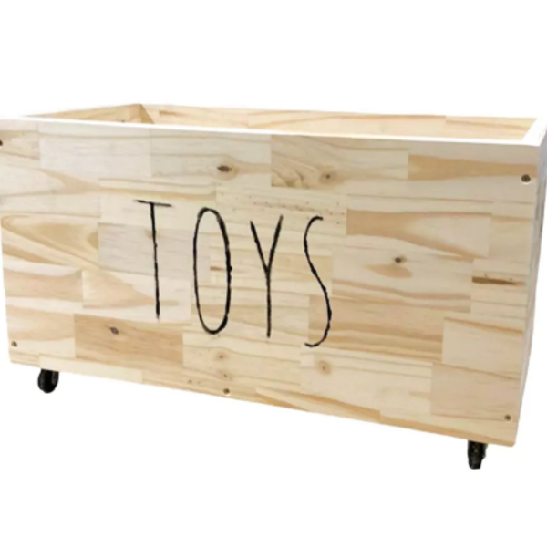 Baú de Madeira Infantil Organizador de Brinquedos com Rodinha