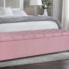 Baú Estofado Giovana Com Strass 1950mm Cia Do Estofado - Rosa