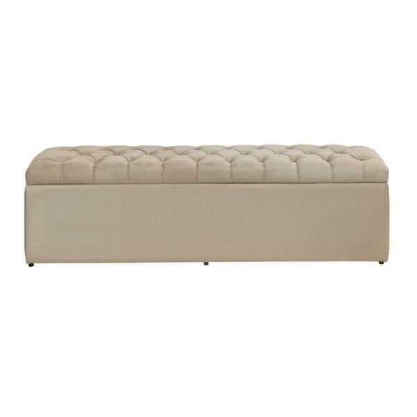 Baú Imperatriz 158cm Calçadeira Estofada Suede Bege