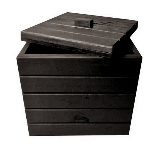 Baú Madeira Rústico Não É Segredo Preto Rodinha 40x44