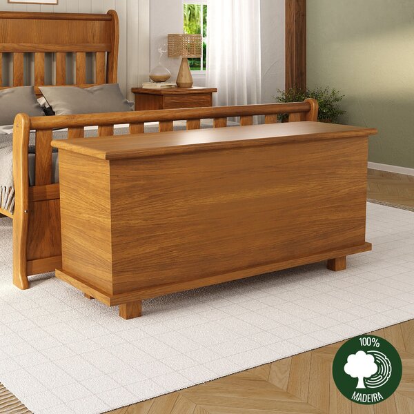 Baú Para Peseira Casal Madeira Maciça Mogno Mel