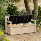 Baú Plástico Eden Garden Bench 265L Bege e Marrom Keter