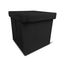 Baú Puff Organizador Desmontável Preto 38,5x38,5x38,5cm Suede Casa Viva