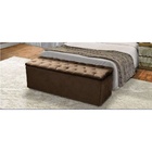 Baú Recamier King Suede Marrom 47x193x51