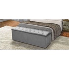 Baú Recamier Queen Suede Cinza 47x158x51