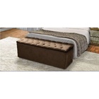 Baú Recamier Queen Suede Marrom 47x158x51