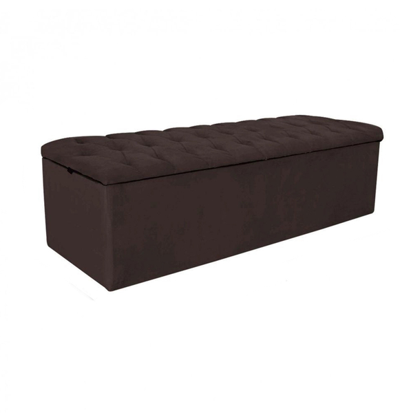 Baú Recamier Sapateira Calçadeira King Suede Marrom 193cm Est