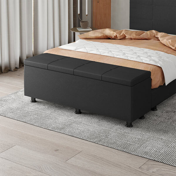 Baú Sapateira Estofada Casal 140 Cm Marte Corino - Skybox - P