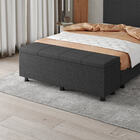 Baú Sapateira Estofada Casal 140 Cm Marte Linho - Skybox - Pr