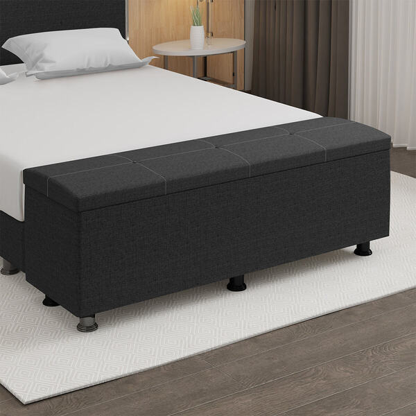 Baú Sapateira Estofada Casal 140 Cm Terra Linho - Skybox - Pr