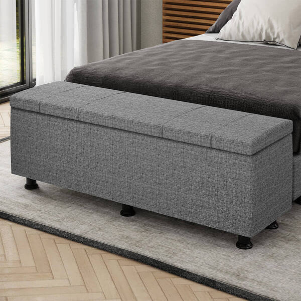 Baú Sapateira Estofada Casal 140 Cm Venus Linho - Skybox - Ci