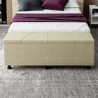 Baú Sapateira Estofada Casal Júpiter Veludo - Skybox - Bege