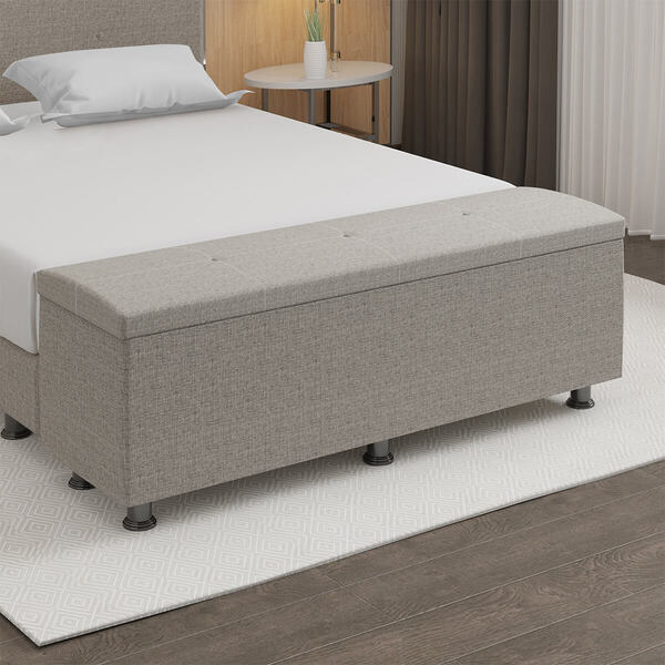 Baú Sapateira Estofada Casal King Size 195 Cm Terra Linho - S