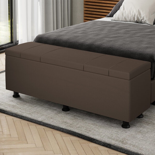 Baú Sapateira Estofada Casal King Size 195 Cm Venus Corino -