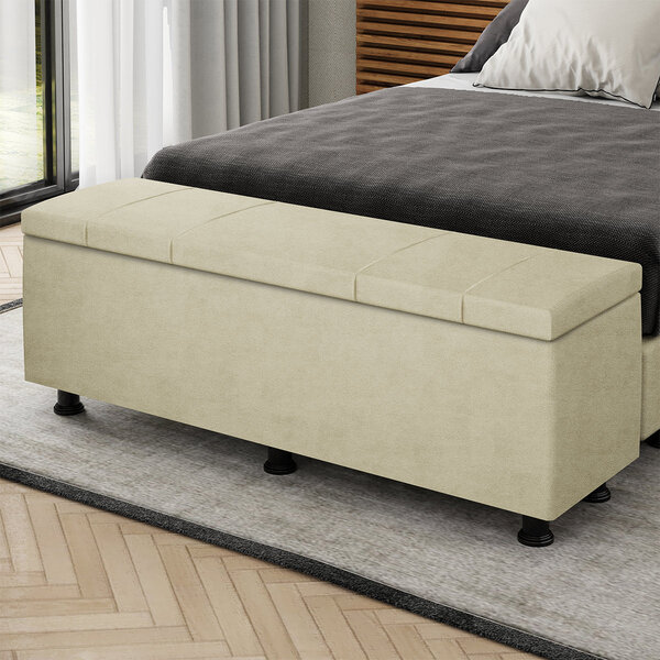 Baú Sapateira Estofada Casal King Size 195 Cm Venus Veludo -