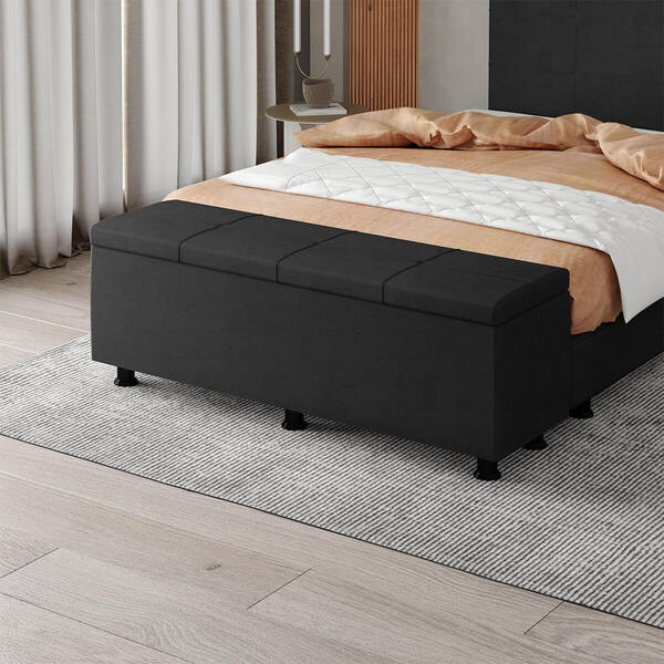 Baú Sapateira Estofada Casal King Size Marte Veludo - Skybox