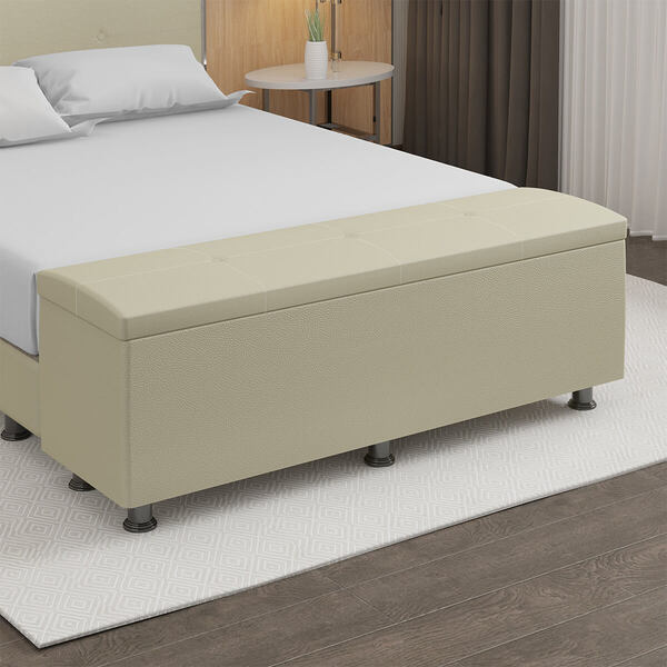 Baú Sapateira Estofada Casal Queen Size 160 Cm Terra Corino -
