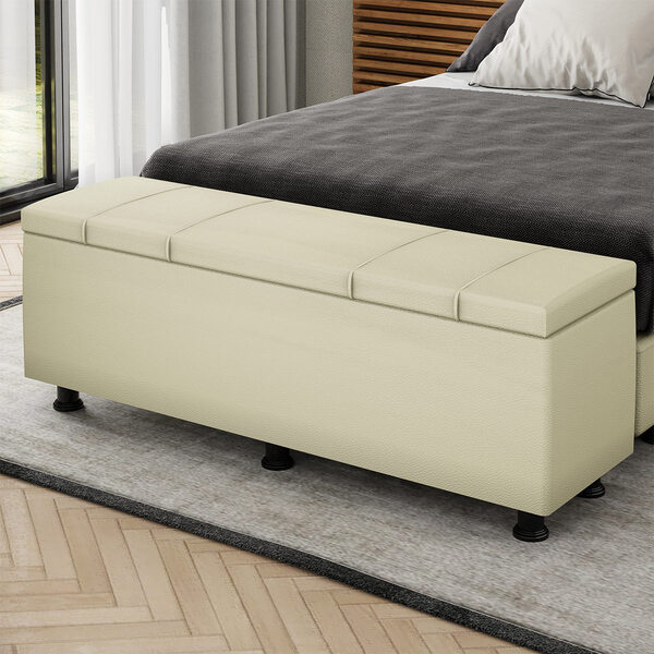 Baú Sapateira Estofada Casal Queen Size 160 Cm Venus Corino -