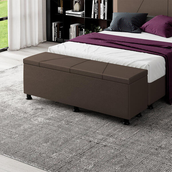 Baú Sapateira Estofada Casal Queen Size Júpiter Corino - Skyb