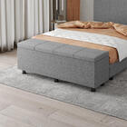 Baú Sapateira Estofada Casal Queen Size Marte Linho - Skybox