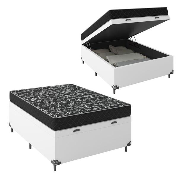 Baú Viúva + Colchão D20 Cor:couro Branco