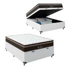 Baú Viúva + Colchão Molas Ensacadas Couro Branco