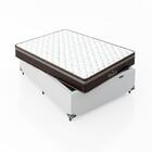 Baú Viúva + Colchão Molas Ensacadas Couro Branco