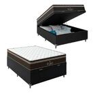 Baú Viúva+ Colchão Molas Ensacadas Couro Preto
