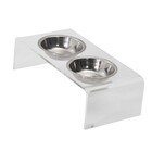 Bebedouro / Comedouro Acrílico Duplo Tigela Inox - Tam. E. Gr