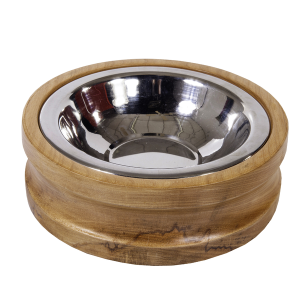 Bebedouro/comedouro Redondo Madeira Inox- Tam. Médio