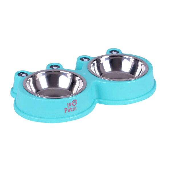 Bebedouro E Comedouro Duplo Para Cães E Gatos 150ml Plástico/