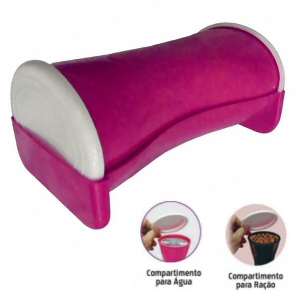 Bebedouro E Comedouro Portátil Para Viagem Furacão Pet - Rosa