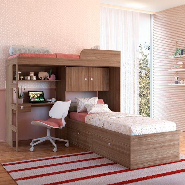 Beliche Atacama 6 Portas 1 Gaveta Com Escada Cama Alta E Banc