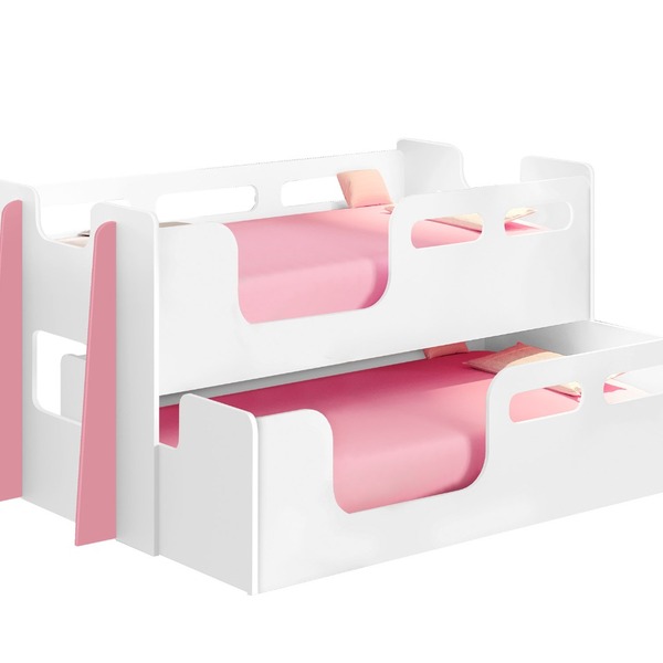 Beliche Branca Com Detalhes Em Rosa Acetinada Solteiro Montes