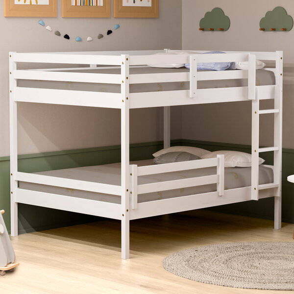 Beliche Cama Casal Com Grade De Protecao Madeira Macica Branc