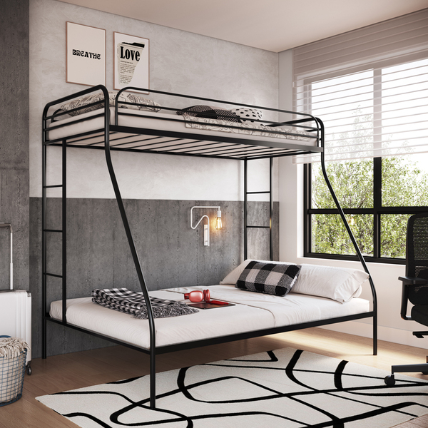 Beliche Casal + Solteiro Em Ferro Nice Cinza Escuro