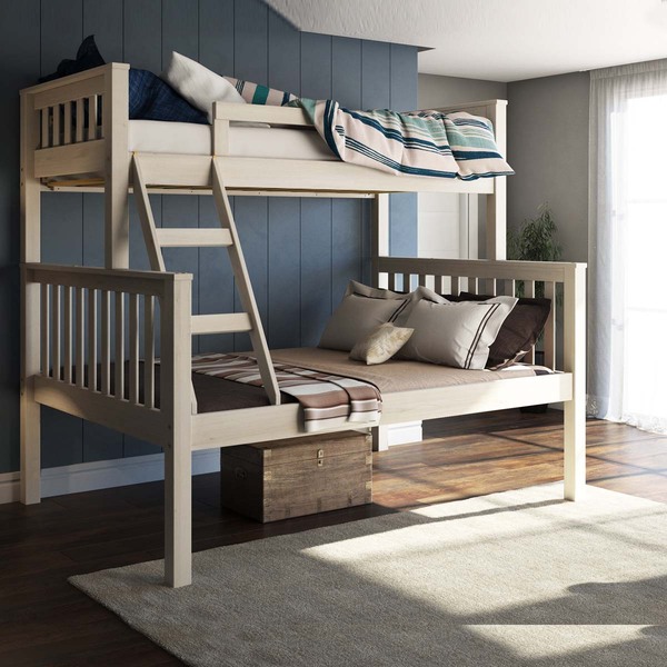 Beliche Com Cama De Casal Branco Lavado Madeira Pinus - Sarai