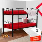 Beliche De Ferro Preto Reforçado Com 2 Colchões Solteiro 0.78