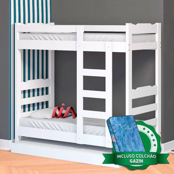 Beliche De Madeira Maciça Alta Com Auxiliar Solteiro Life Bra