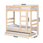 Beliche De Madeira Maciça Alta Com Auxiliar Solteiro Life Cru