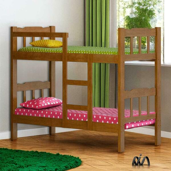 Beliche De Madeira Maciça Vira 2 Camas Nogueira Shop Jm