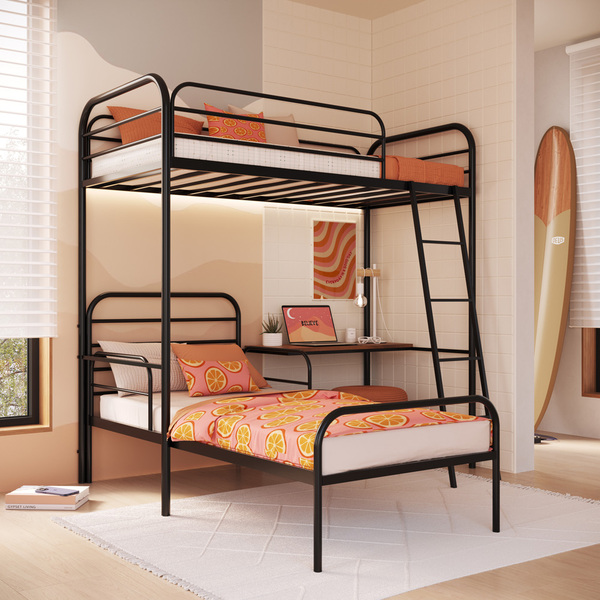 Beliche Em Ferro Solteiro + Mesa De Estudos - Bonnie Preto