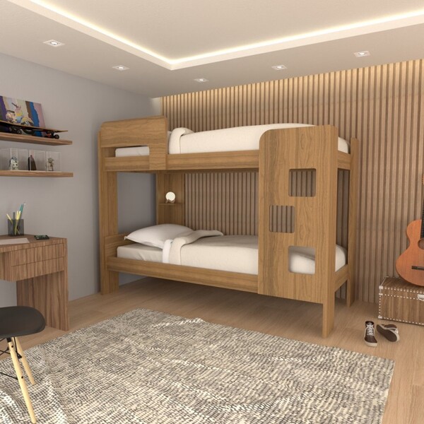 Beliche Escadinha 1 Prateleira 100% Mdf Grade De Proteção Ypê