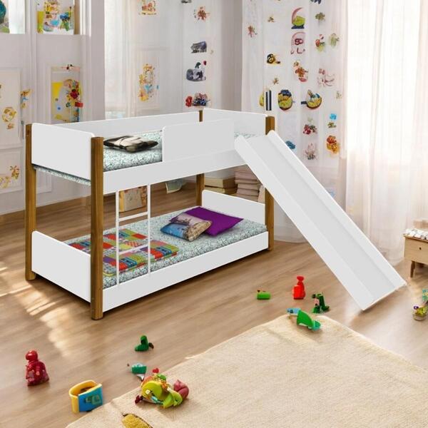 Beliche Escorregador Colchão Infantil Celina Branco E Mel