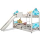 Beliche Infantil Casinha Nuvem Menino Escorregador Colchão