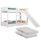 Beliche Infantil Com Grades Escorregador Escada + 2 Colchões