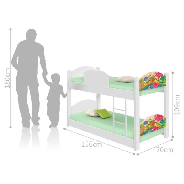 Beliche Infantil Dinossauros Coloridos com 2 Colchões